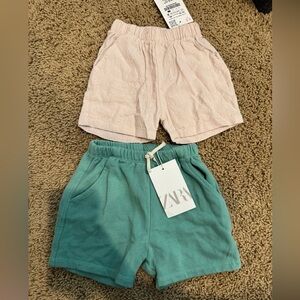 NWT Zara Baby shorts. Paper bag shorts and sweat shorts 12-18 months